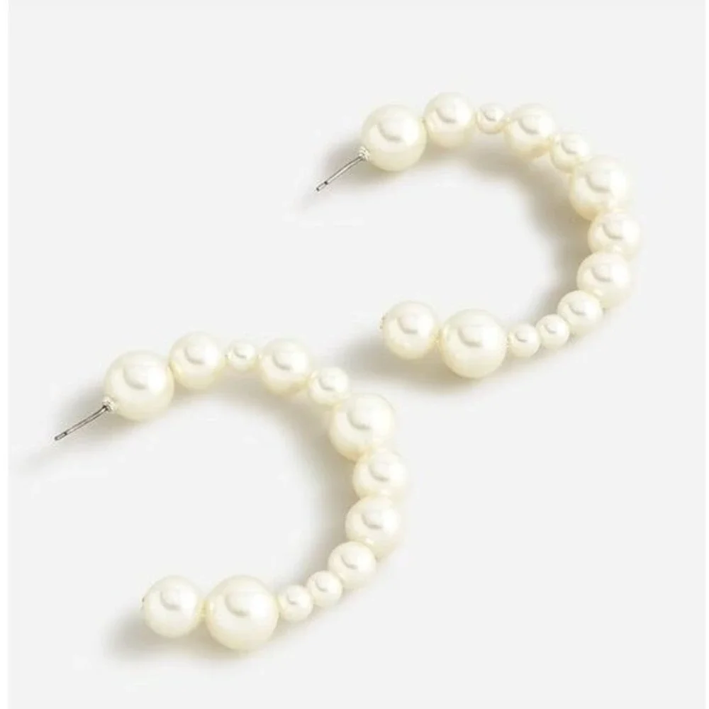 J. Crew‎ Women's Mixed Pearl Hoop Earrings